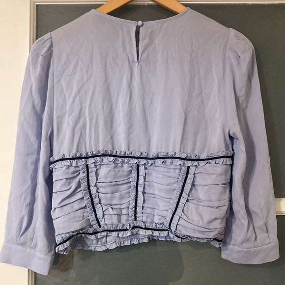 FLEUR DU MAL pastel blue ruched blouse, size small - Picture 6 of 9